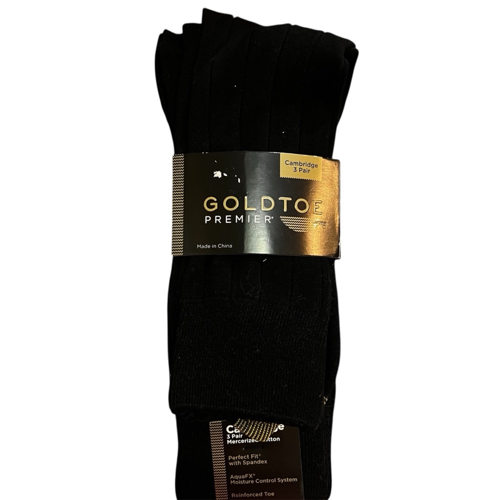 Cambridge Gold Toe Premier Men's Black Socks mid Calf